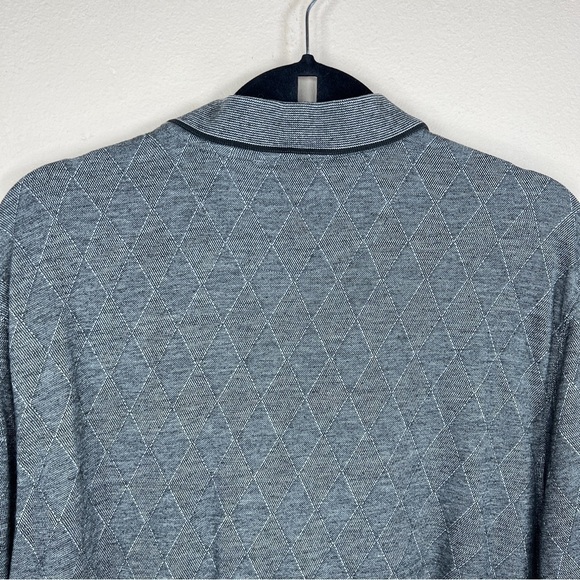 VINTAGE LARGE GEORGE GREY ARGYLE LONG SLEEVE POLO ACADEMIA STRETCH - Picture 6 of 11